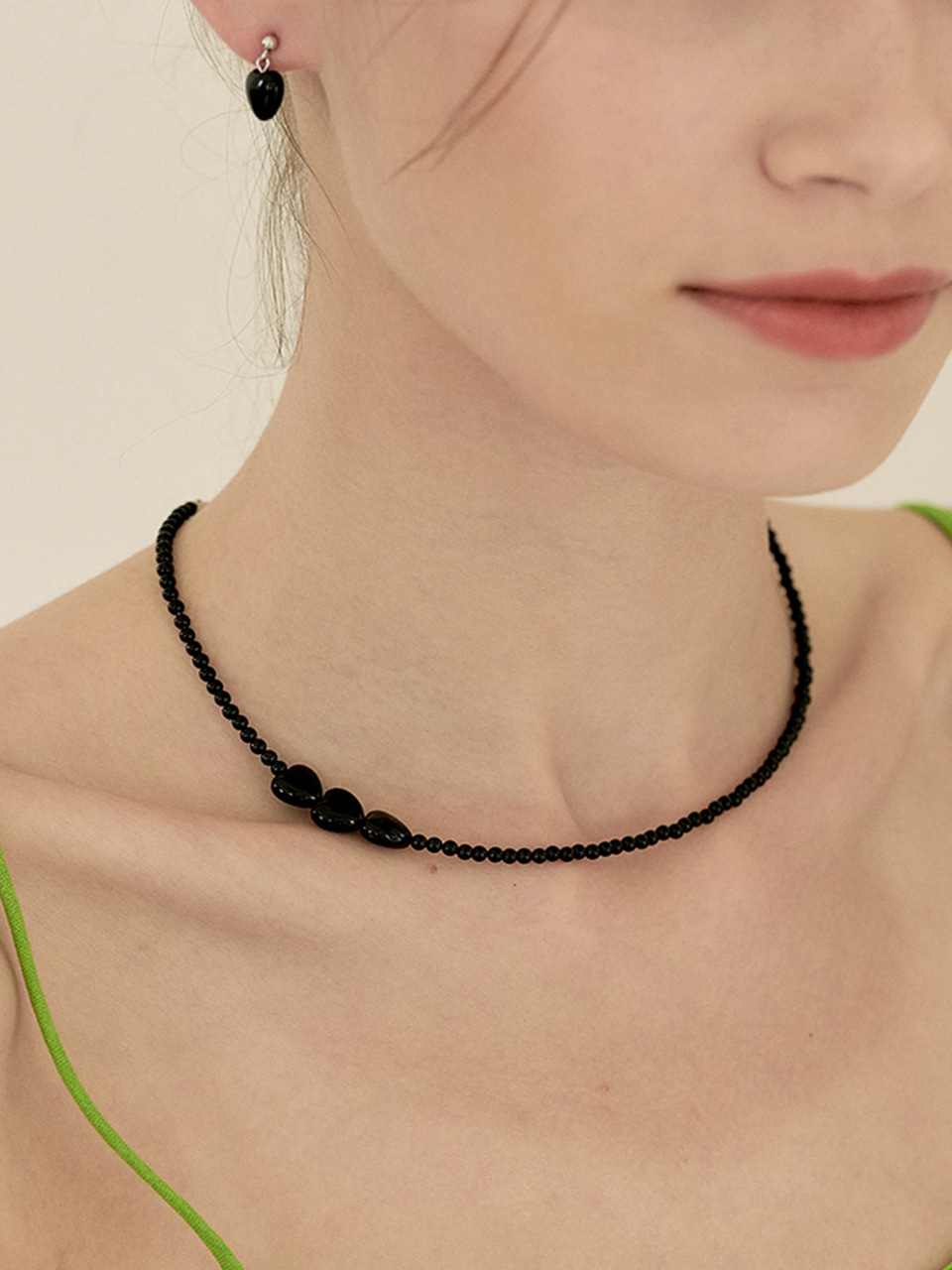 Black Heart Pendant Necklace (Onyx)COTOIT